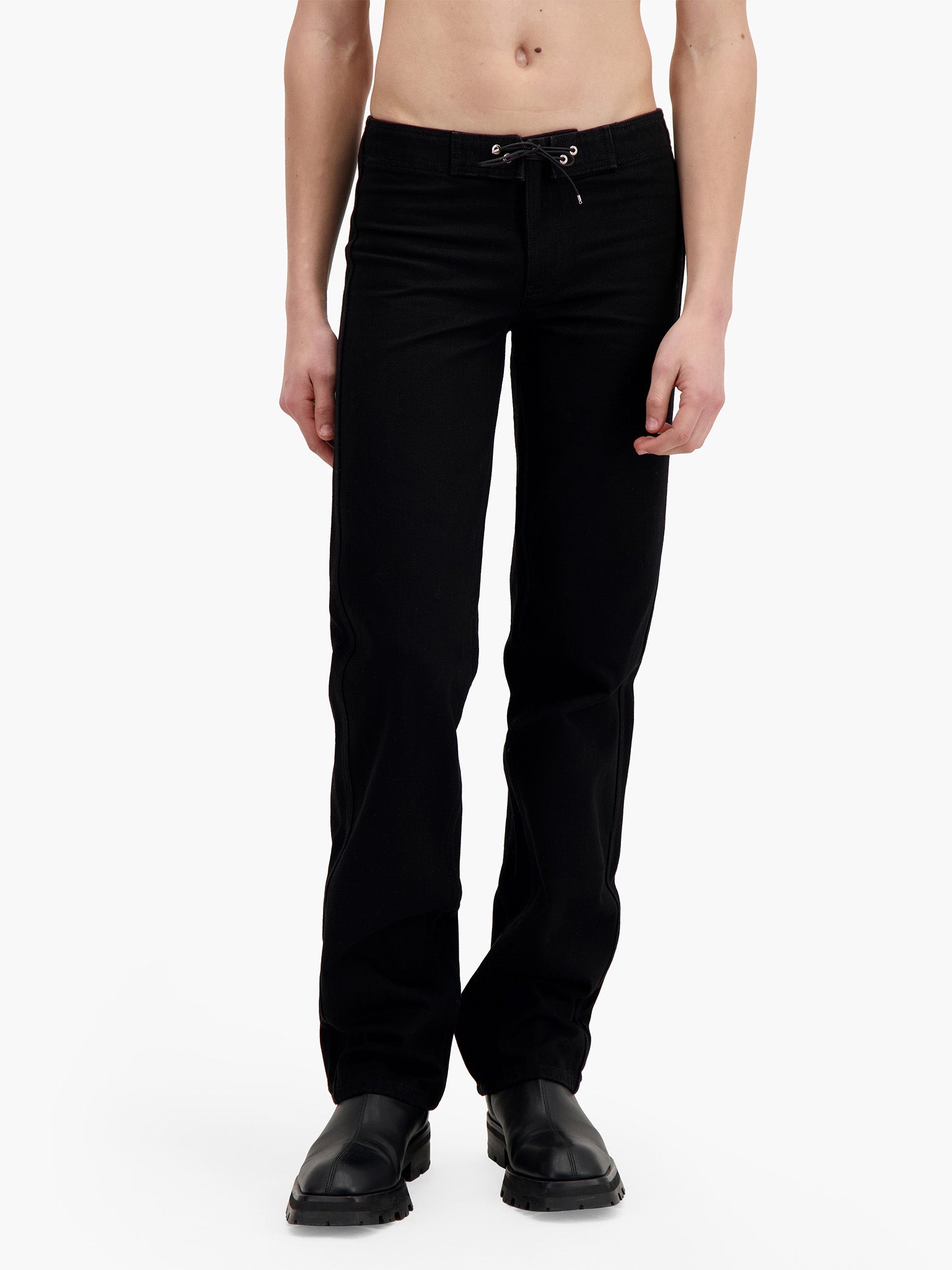 denim black straight fit baggy pants for girls.