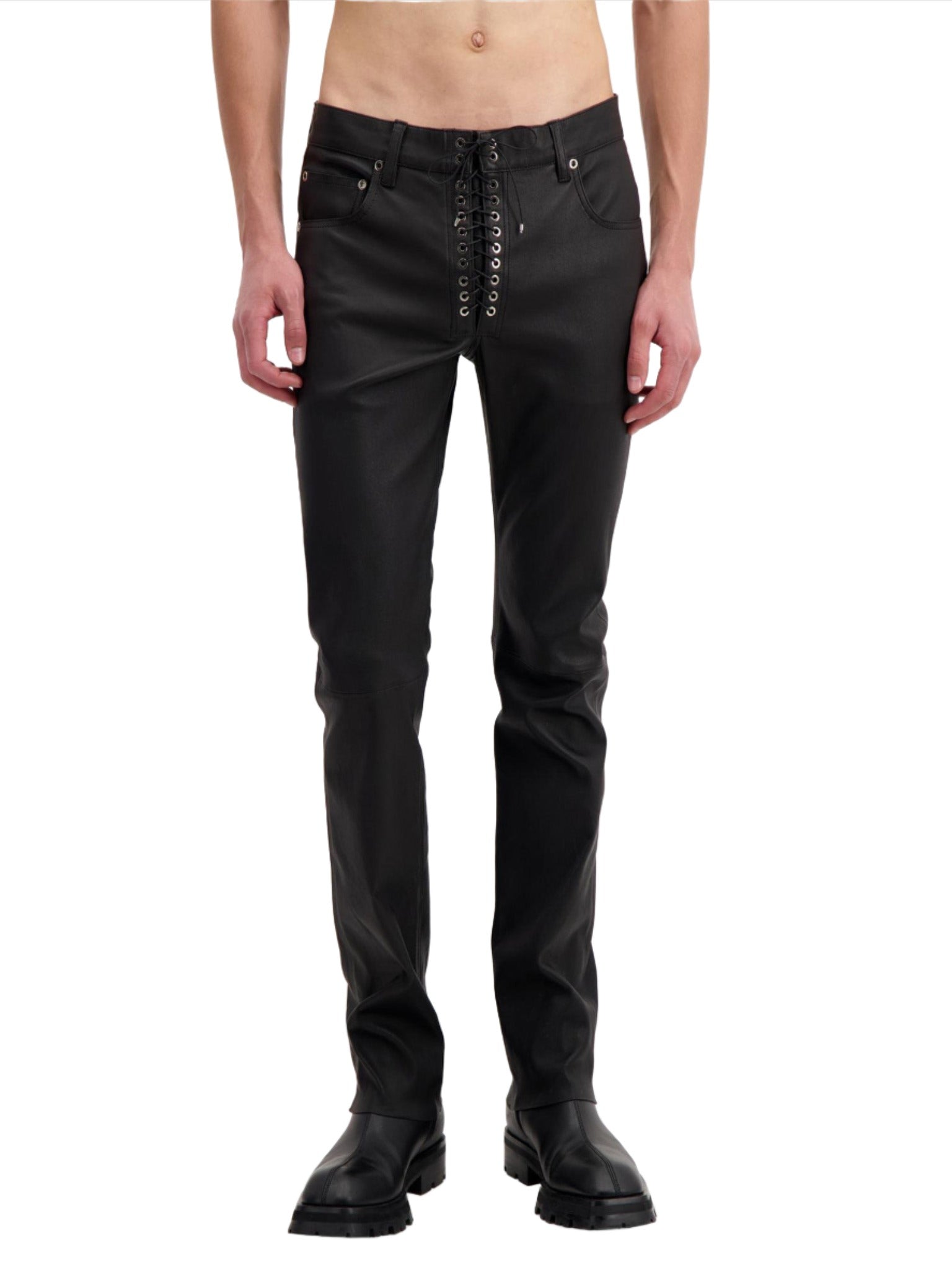 Lace-Up Pants in Leather