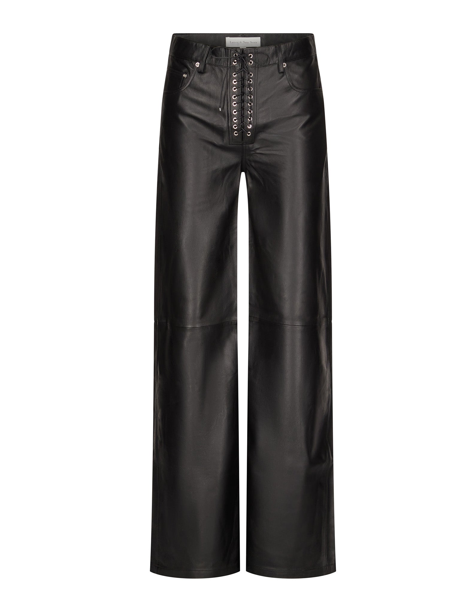 Wide Leg Lace-Up Pants in Leather
