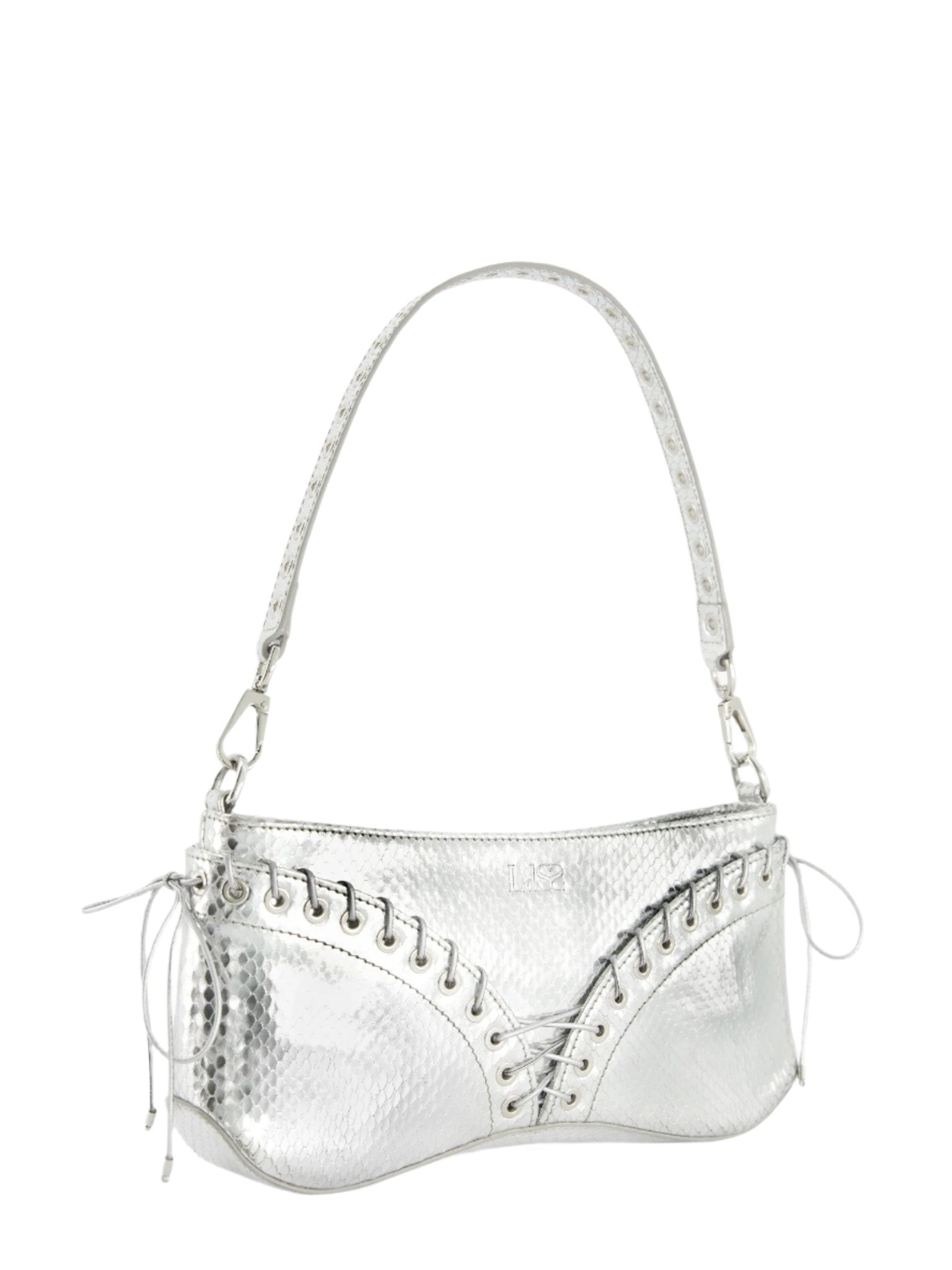 The Cleavage Bag Silver Embossed Leather