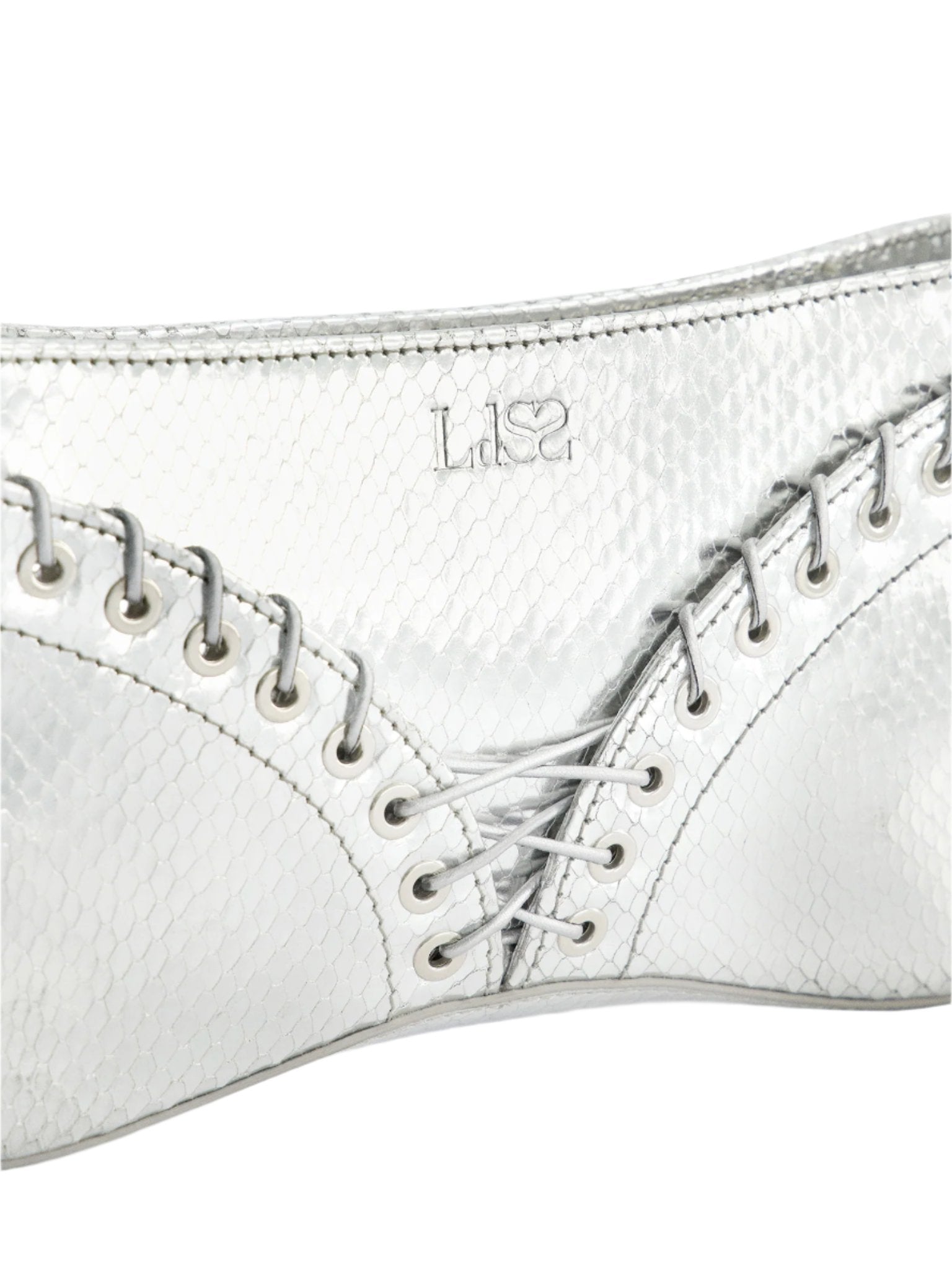 The Cleavage Bag Silver Embossed Leather