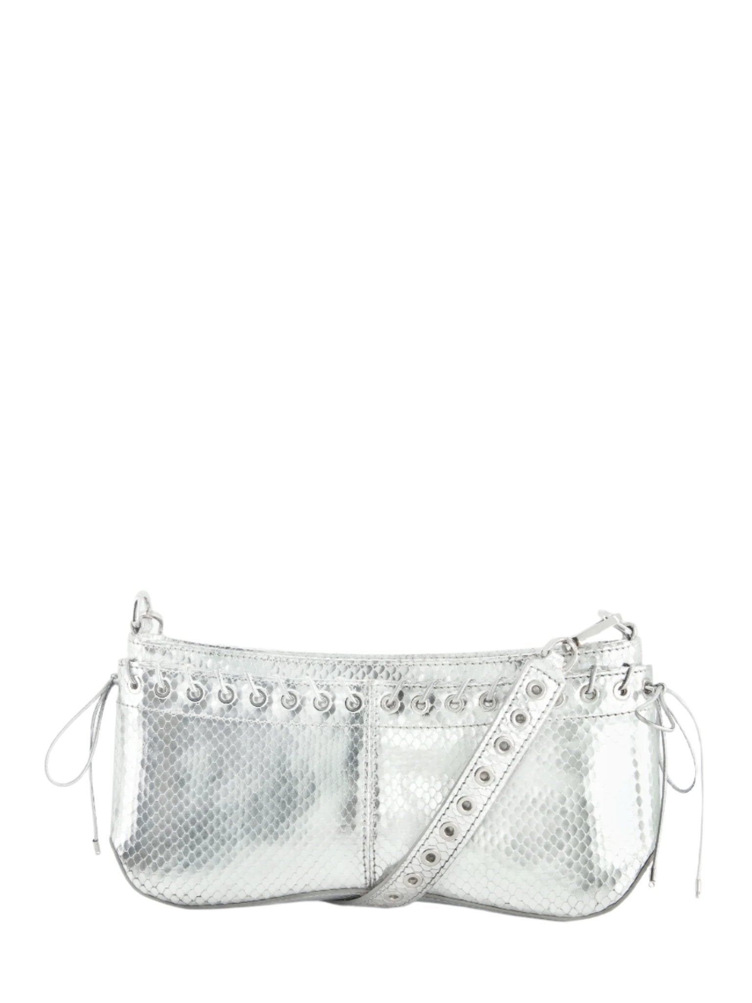 The Cleavage Bag Silver Embossed Leather