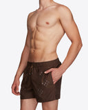 Diamond Eyelet Swim Shorts (Brown)