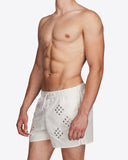 Diamond Eyelet Swim Shorts (White)