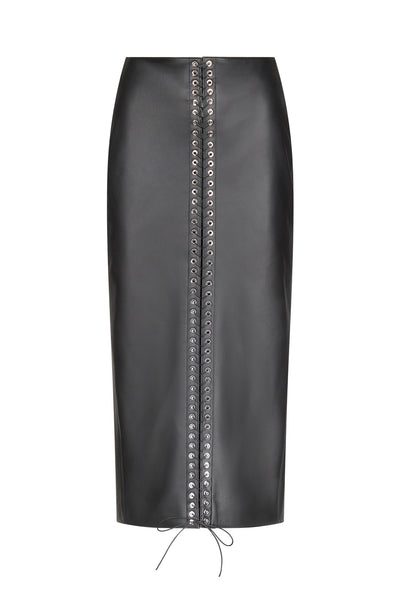 Lace-Up Pencil Skirt in Leather – ludovic de saint sernin