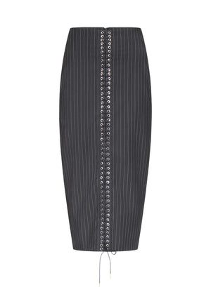 Lace-Up Pencil Skirt