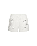 Diamond Eyelet Swim Shorts (White)