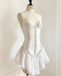 Lily Dress in Lace and Leather