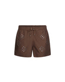 Diamond Eyelet Swim Shorts (Brown)