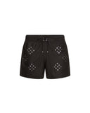 Diamond Eyelet Swim Shorts (Black )