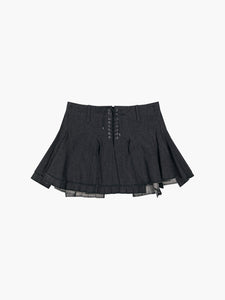 Anthracite Denim Ruffle Mini Skirt