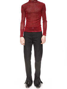 Red Mock Neck Velvet Top