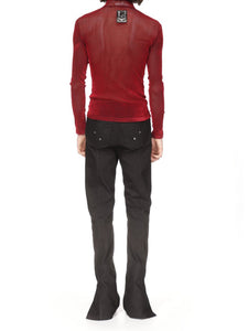 Red Mock Neck Velvet Top