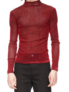 Red Mock Neck Velvet Top