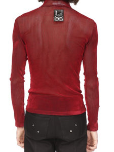 Red Mock Neck Velvet Top