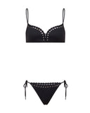 Lace-Up Bikini Bottom (Black )