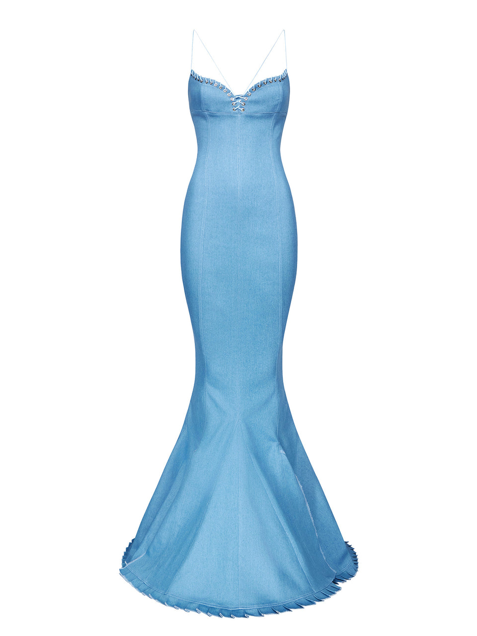 Mermaid Cleavage Dress in Denim ludovic de saint sernin Mermaid Cleavage Dress in Denim ludovic de saint sernin