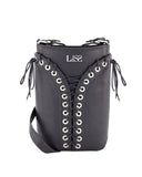The Cleavage Crossbody Bag in Black Leather (Black )