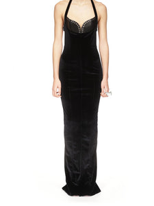 Black Grace Long Velvet Dress