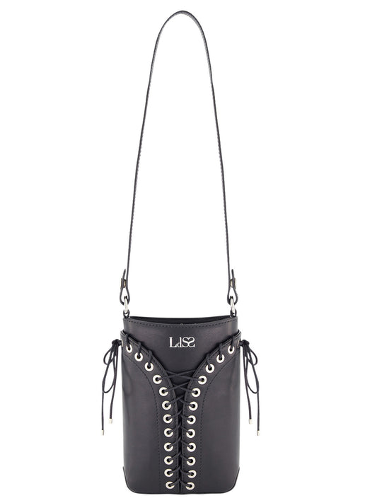 The Cleavage Crossbody Bag in Black Leather