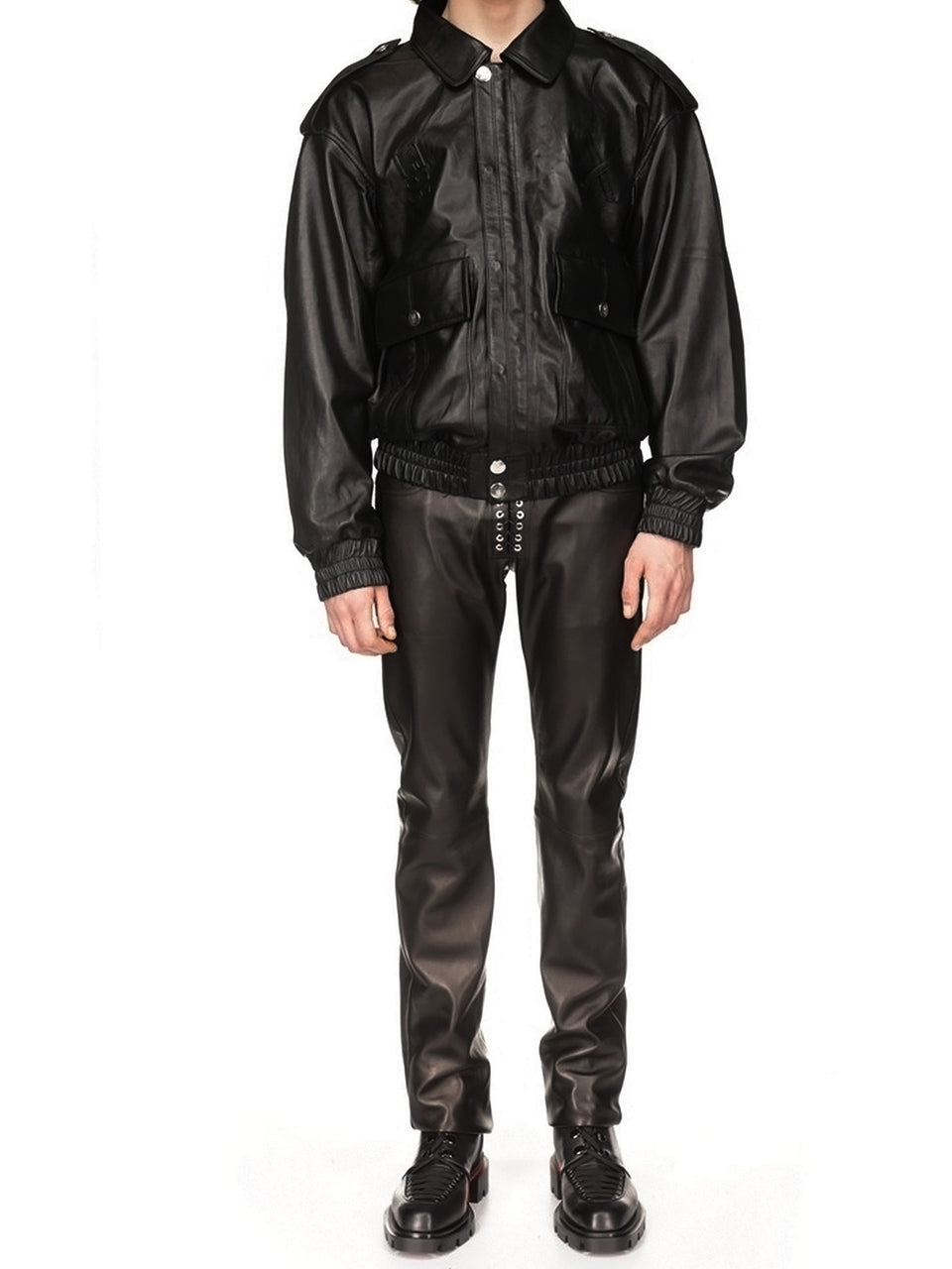 Black Robert Leather Bomber Jacket