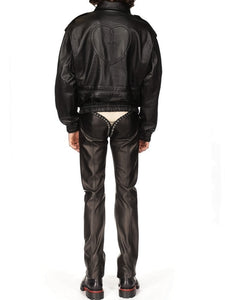 Black Robert Leather Bomber Jacket