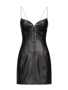 Cleavage Mini Dress in Leather