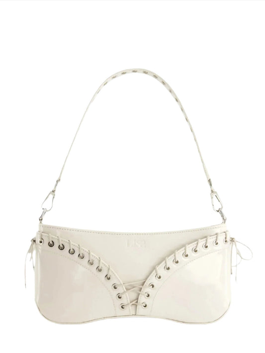 The Cleavage Bag in Patent Off White Leather