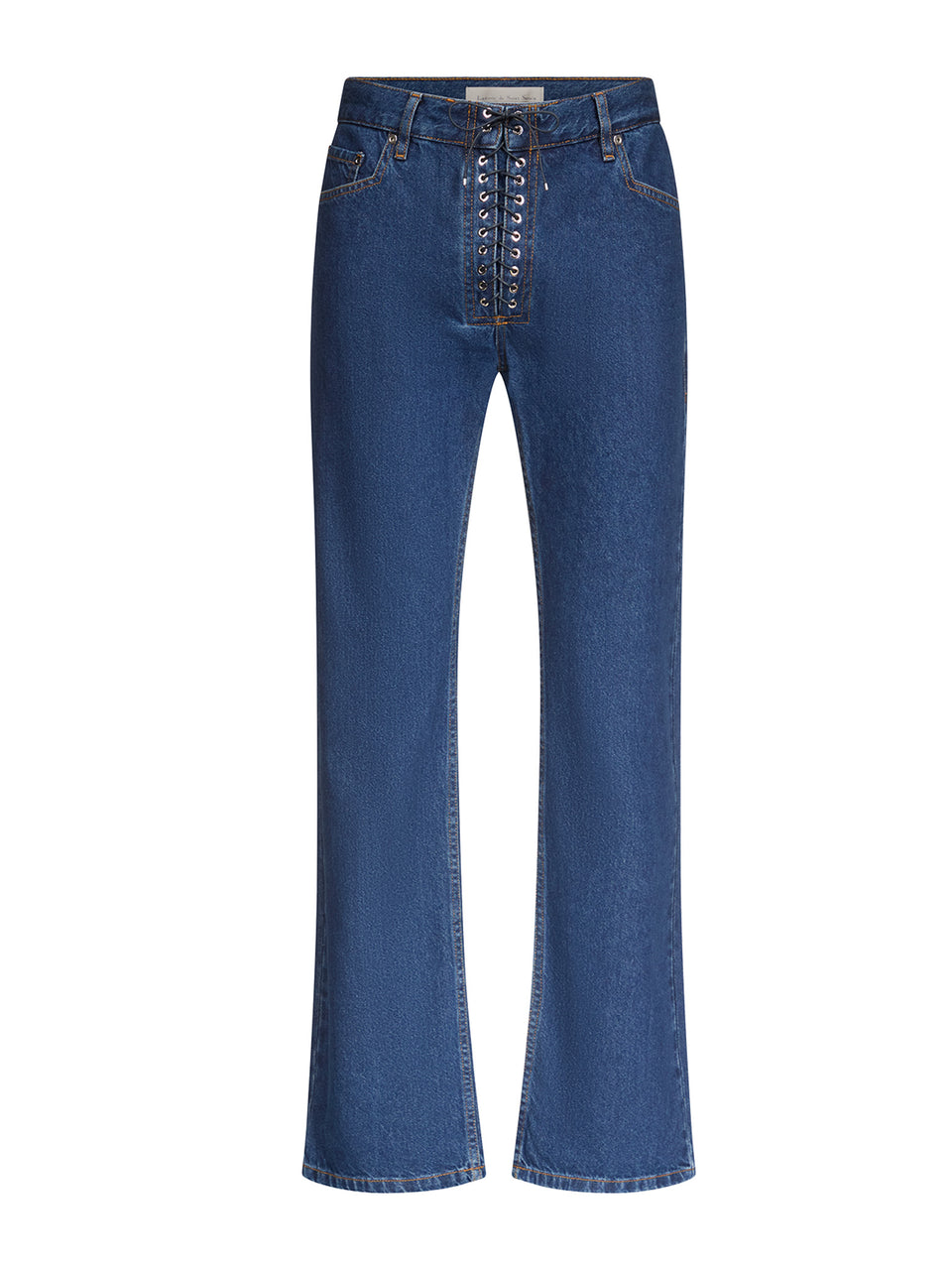 Straight Leg Lace-Up Jeans in Denim