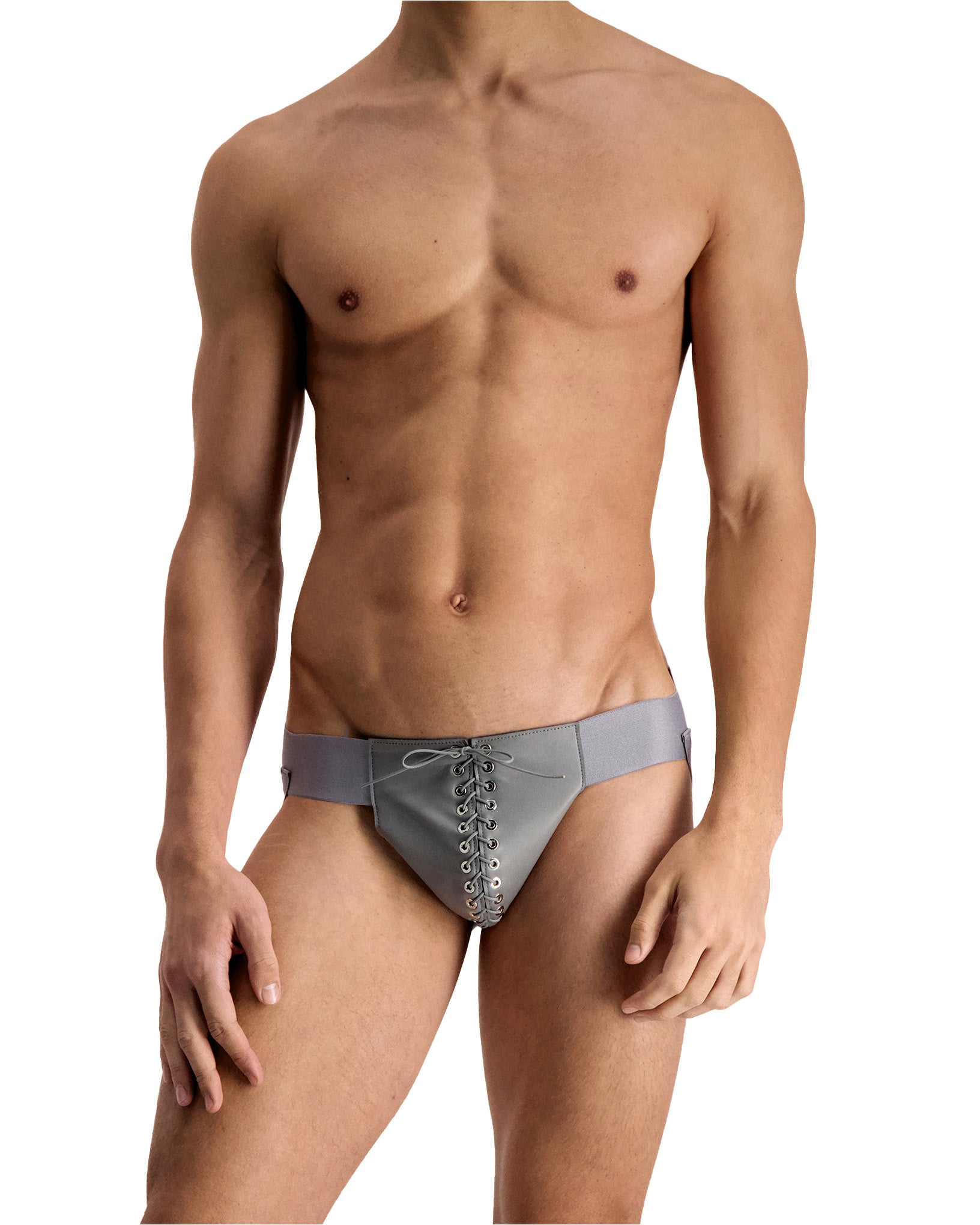 Grey Leather Jockstrap