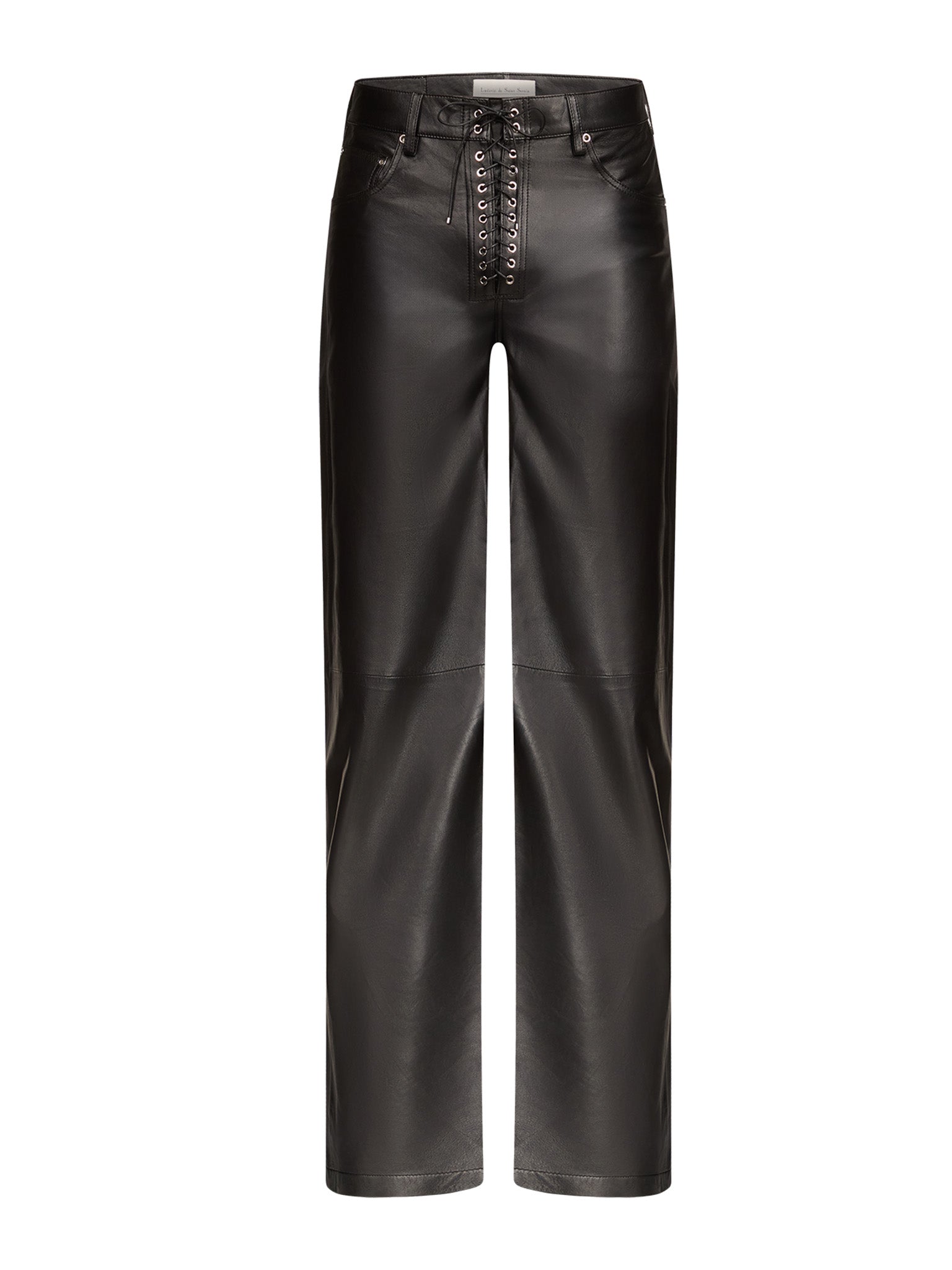 Straight Lace-Up Pants in Leather