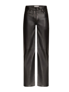 Wide Leg Lace-Up Pants in Leather