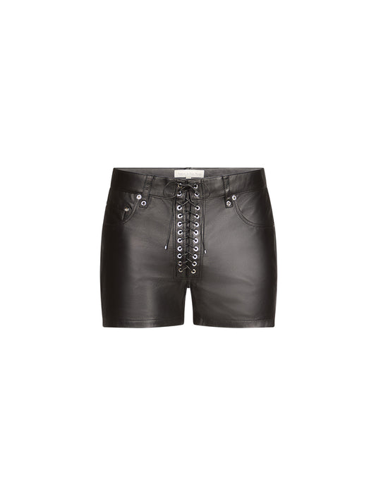 Lace-Up Shorts in Leather