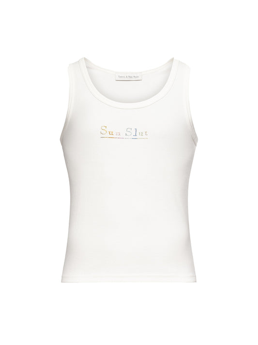 Sun Slut Multicolor Crystal Tank Top in Cotton