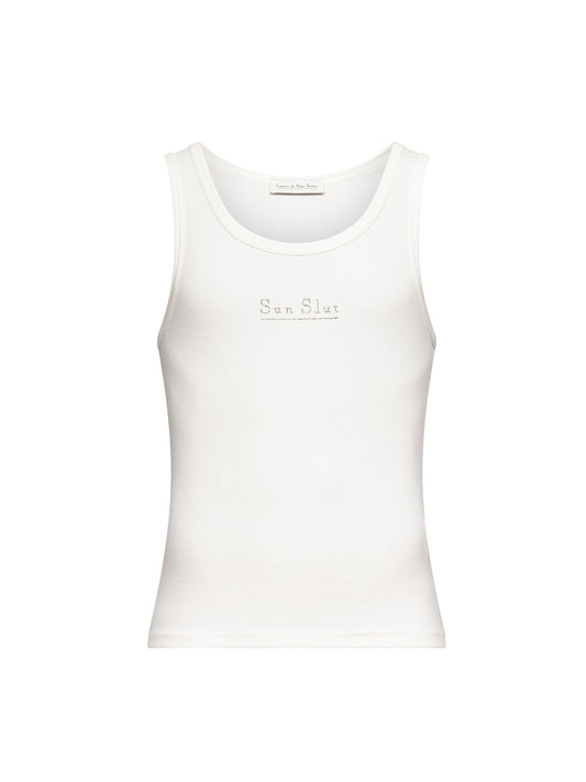 Sun Slut Crystal Tank Top in Cotton