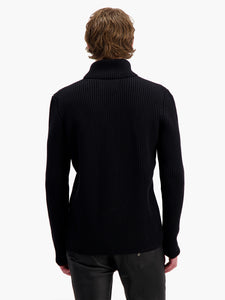 Black Zipped Raglan Knit Jumper
