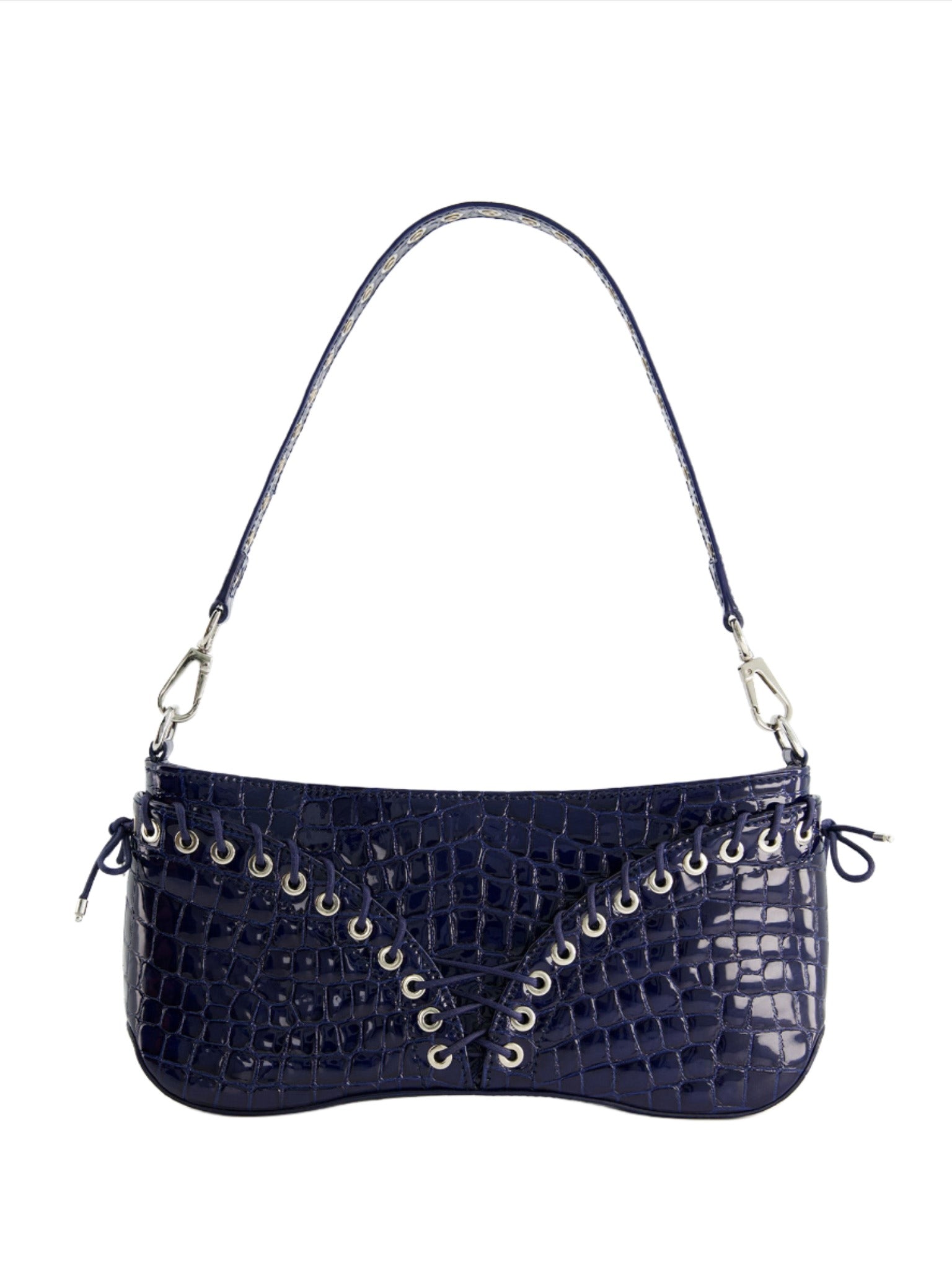 Navy best sale patent handbag