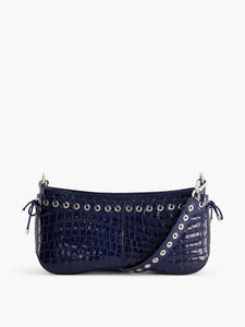 The Cleavage Bag in Navy Patent Embossed Leather