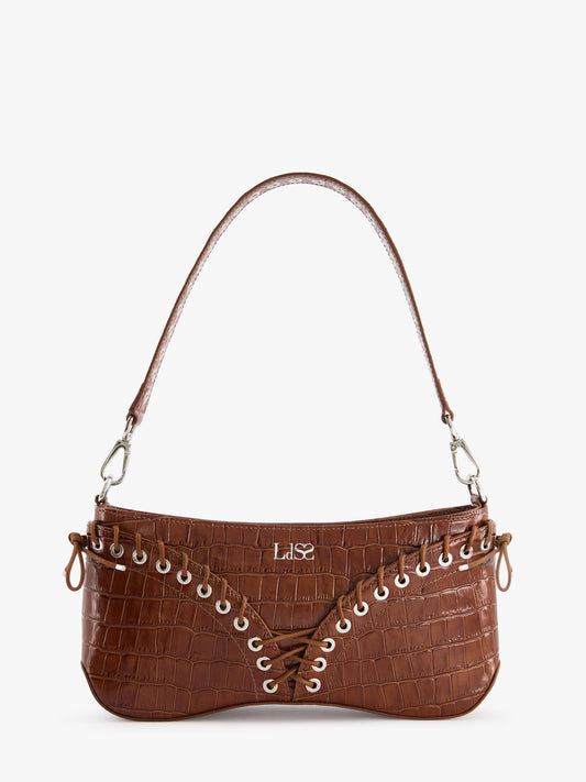 The Cleavage Bag in Brown Embossed Leather