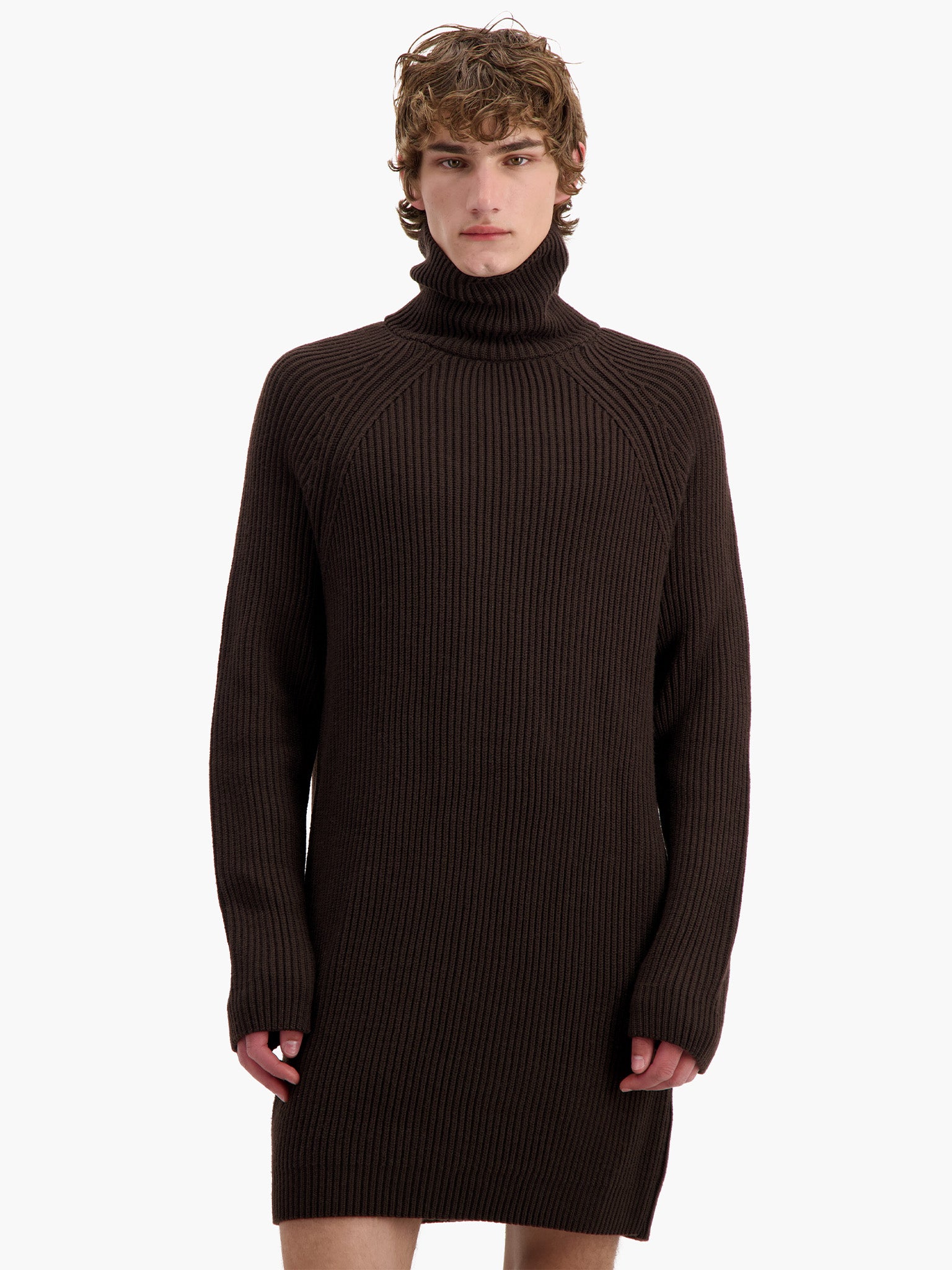 Brown Raglan Knit Dress