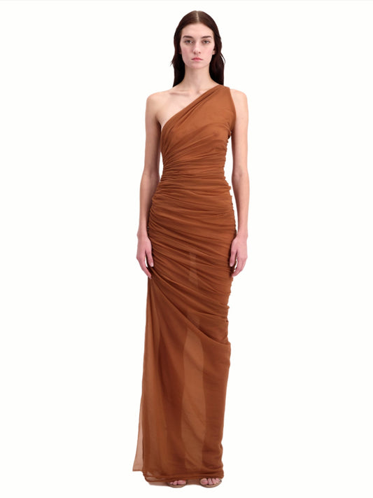 Chestnut Terracotta Halter Dress