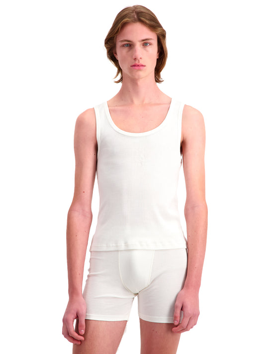 White Neo Soft Ribbed Tank Top