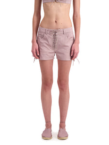 Light Pink Double Lace Up Shorts