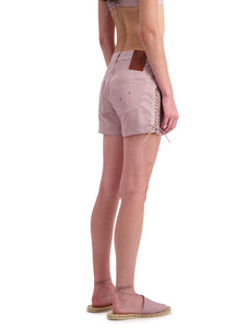 Light Pink Double Lace Up Shorts