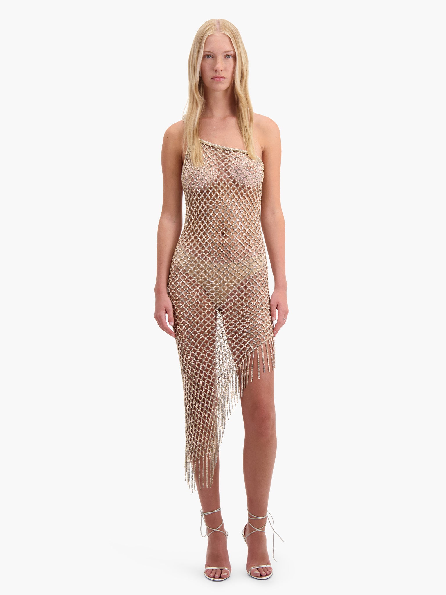 Golden Shadow Crystal Asymmetric Dress