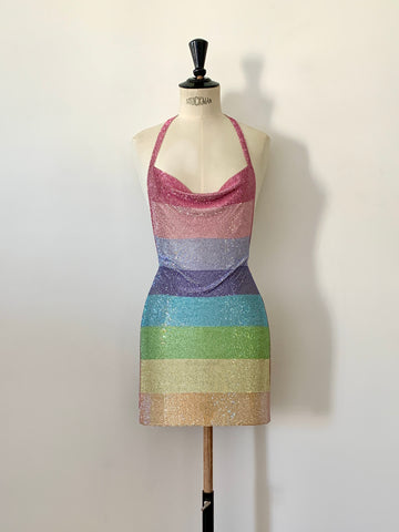 Rainbow Dress in Crystal Mesh