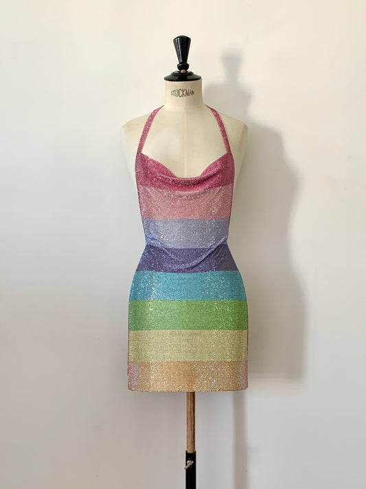 Rainbow Dress in Crystal Mesh