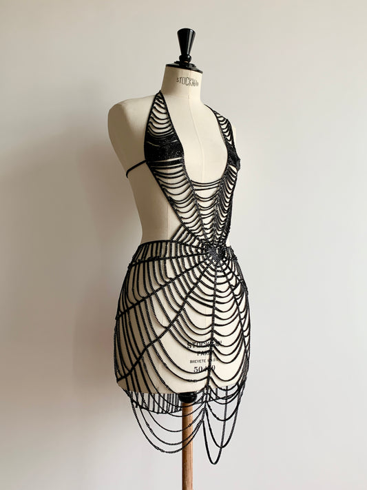 Heart Web Dress in Crystal Mesh
