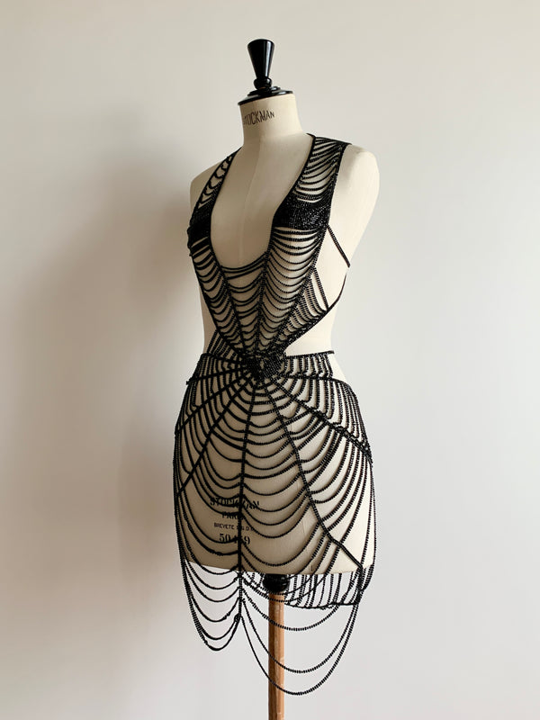 Heart Web Dress in Crystal Mesh