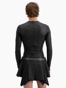 Black Leather Long Sleeve Top